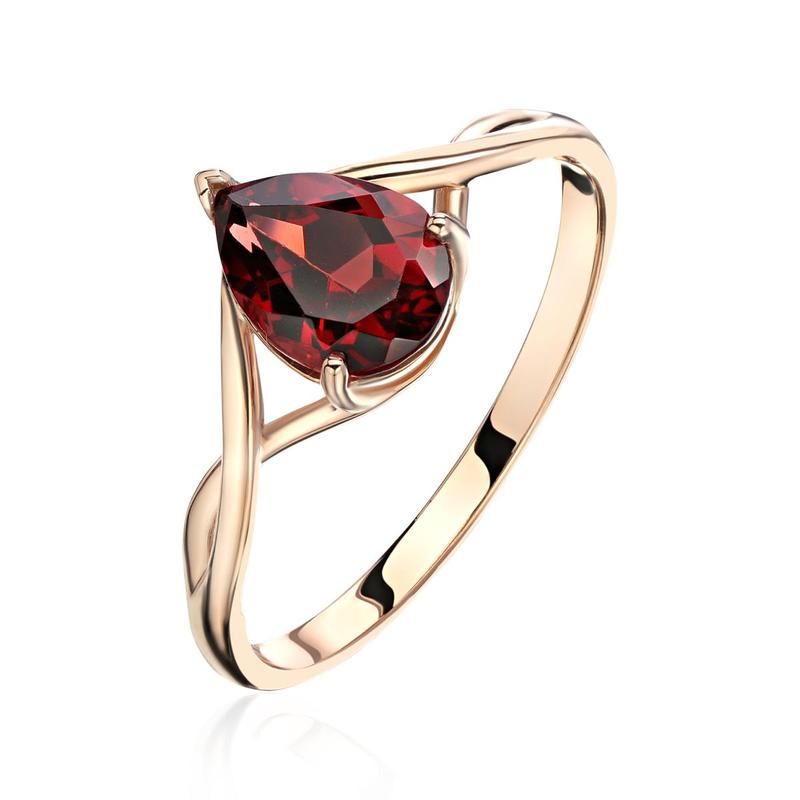 Кольцо из красного золота 585 пробы с гранатом